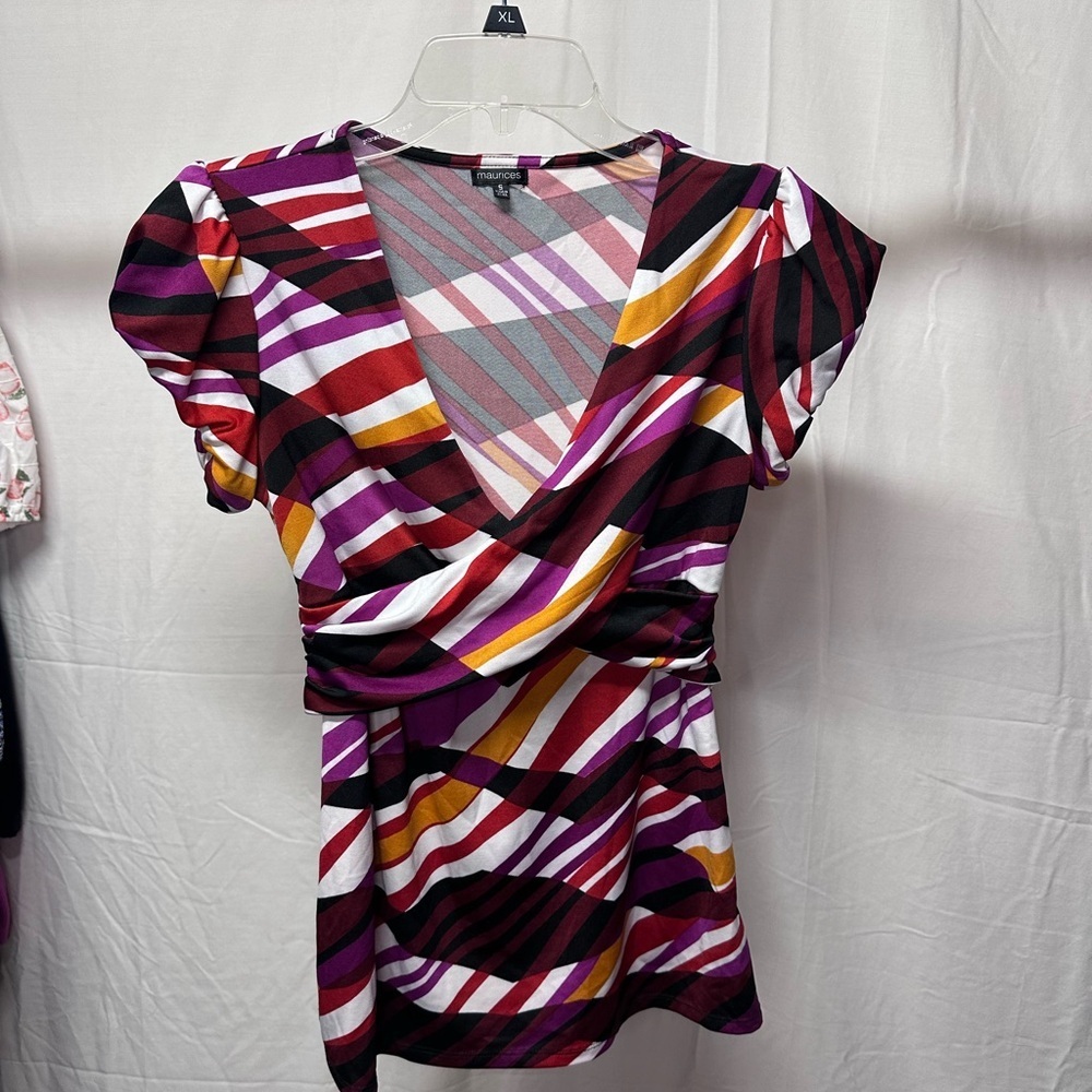 Maurices Colorful Striped V-Neck Blouse